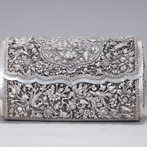 Sterling Silver Impressive Ornate Clutch Bag Purse