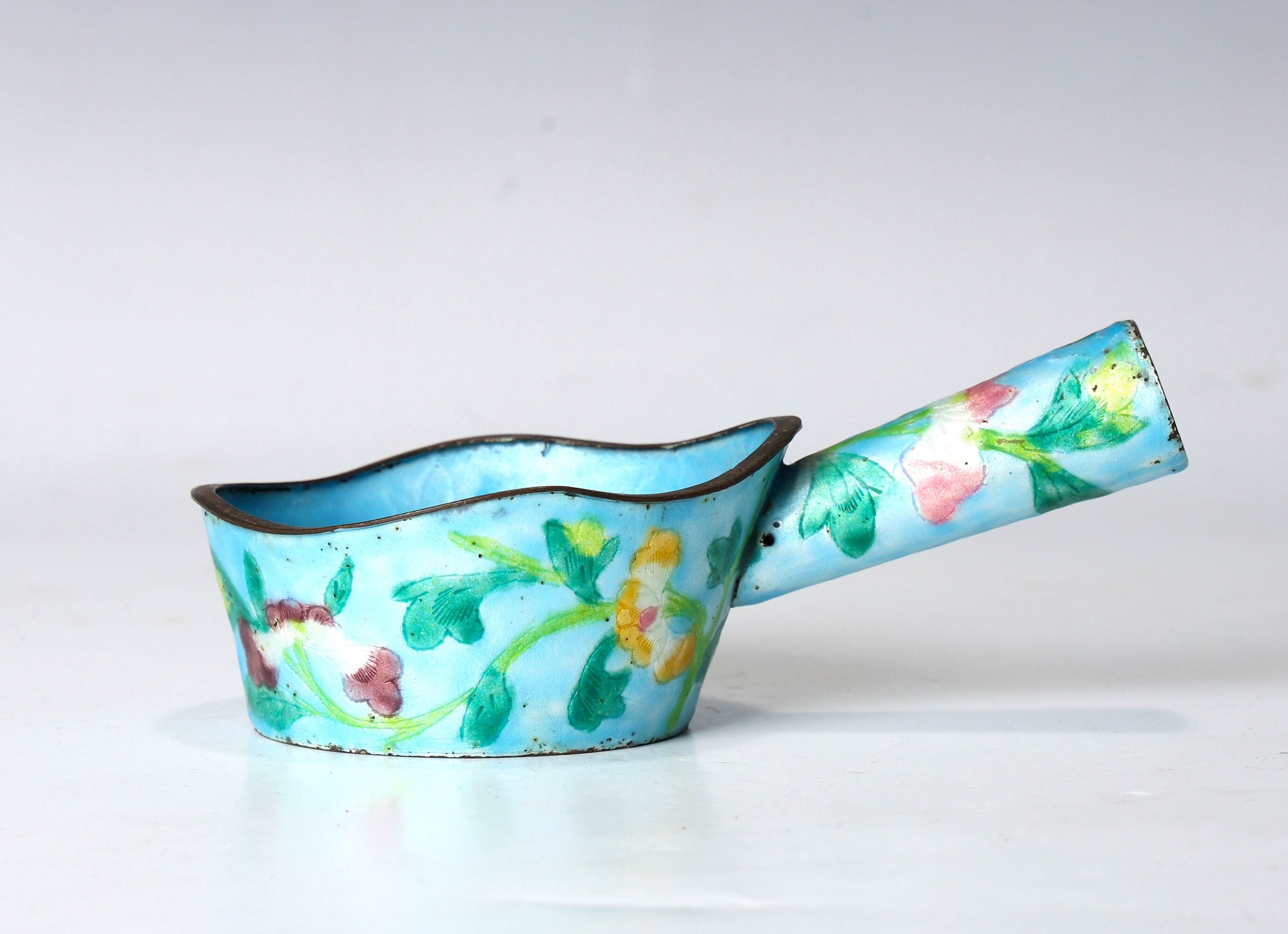 ヴィンテージコレクション 中国風七宝焼き 真鍮 鳥 花 シルク 鉄