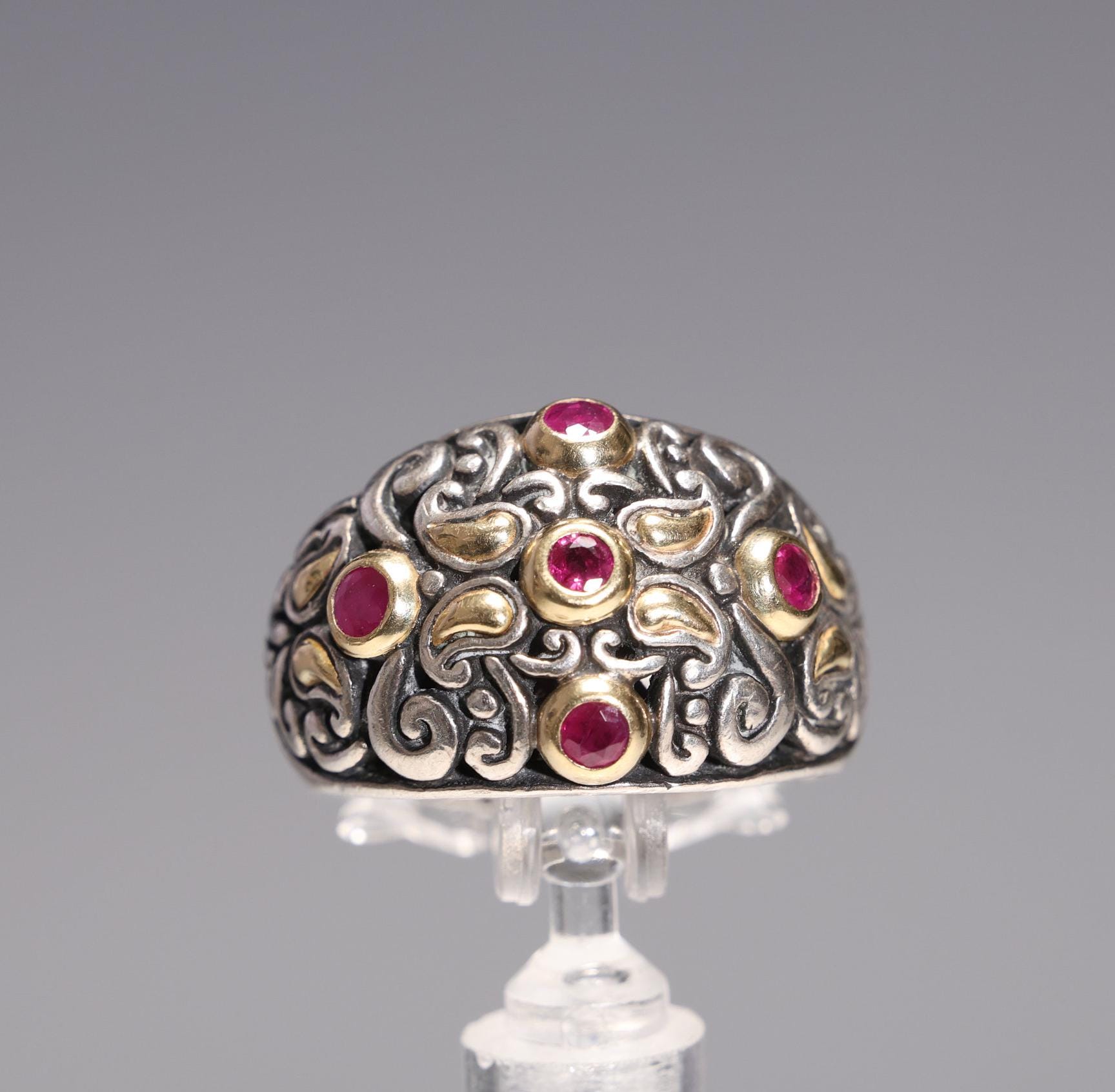 BIG HAND silver925×k18×coral×Ruby Big Ruby Necklace, See Video for