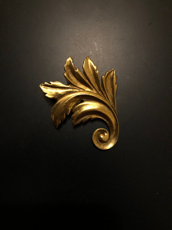 Vintage Gold Tone Brass MMA Flower Brooch, High Qu