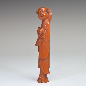 Vintage Collection Chinese Style Red Plastic Child Handling Lotus ”持莲童子“ Figure Statue