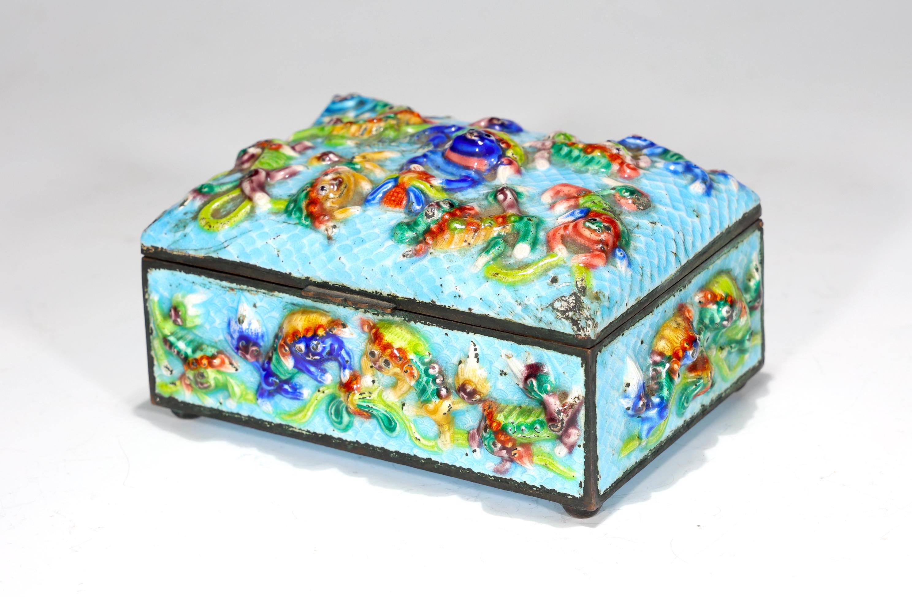 cloisonne cigarette box Chinese Brass Wood Black Bird museum antique Russian Imperial cloisonne