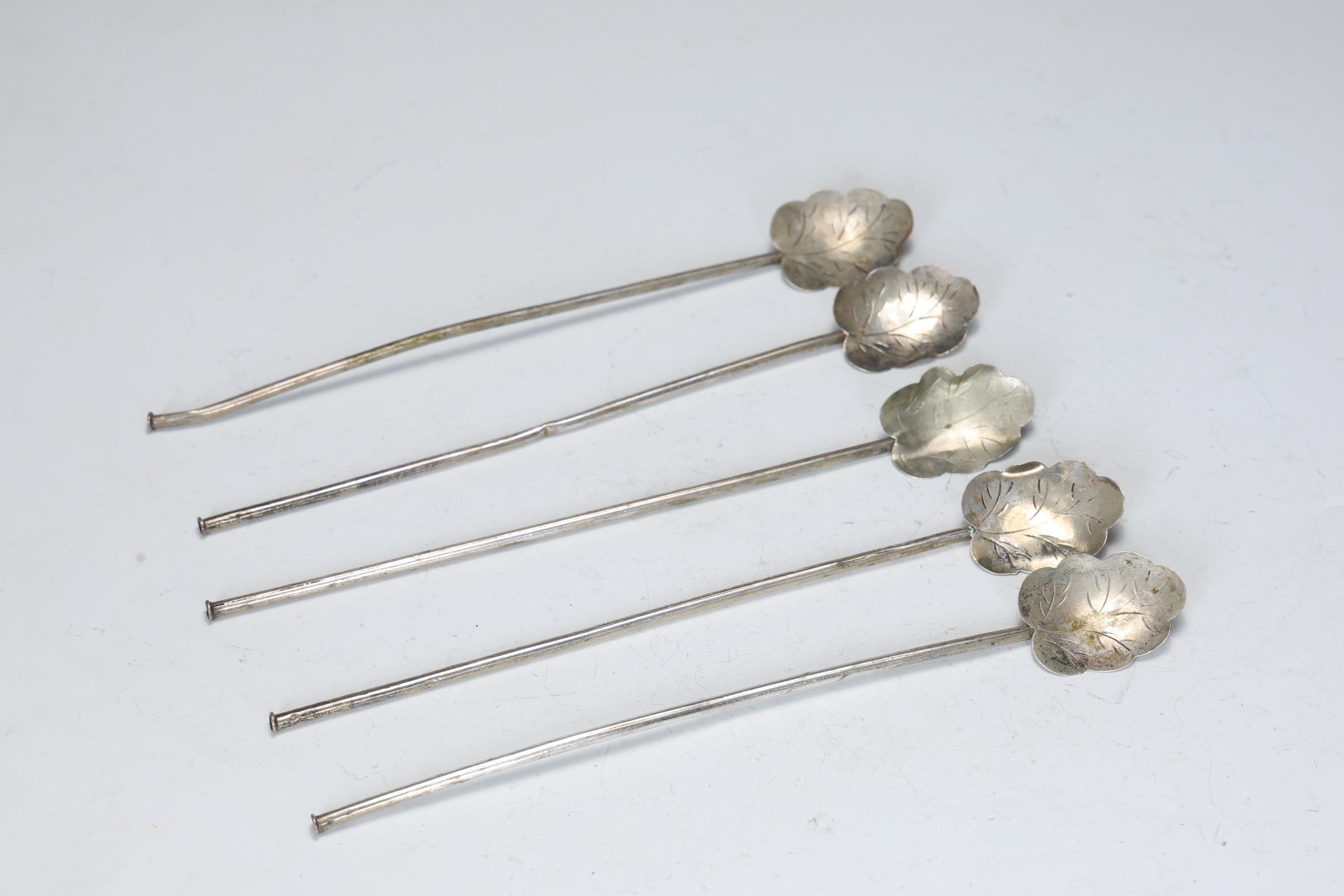 リーフシェイプ スターリングシルバー カクテルマドラー用スプーン5本