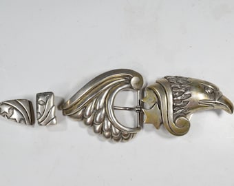Sterling Silver Kokopelli & Heartline Bear Belt Buckle  display picture 2