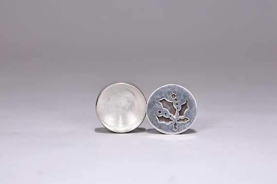 Vintage Sterling Silver Maple Leaf Pattern Round … - image 3