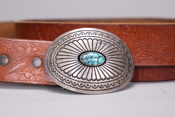 ナバホ ターコイズ コンチョ ベルト バックル スコッツデール レザー