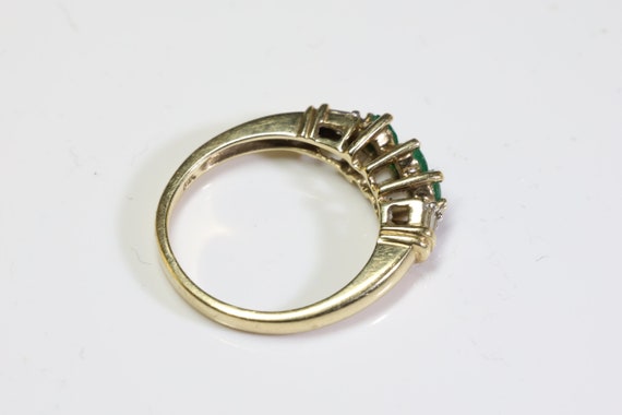 Antique 10k Yellow Gold Three Round Emerald Stone… - image 5