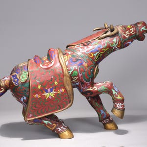 Chinese Cloisonne Enamel Horse Sculpture with the Saddle