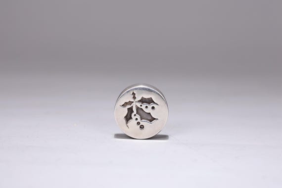 Vintage Sterling Silver Maple Leaf Pattern Round … - image 6