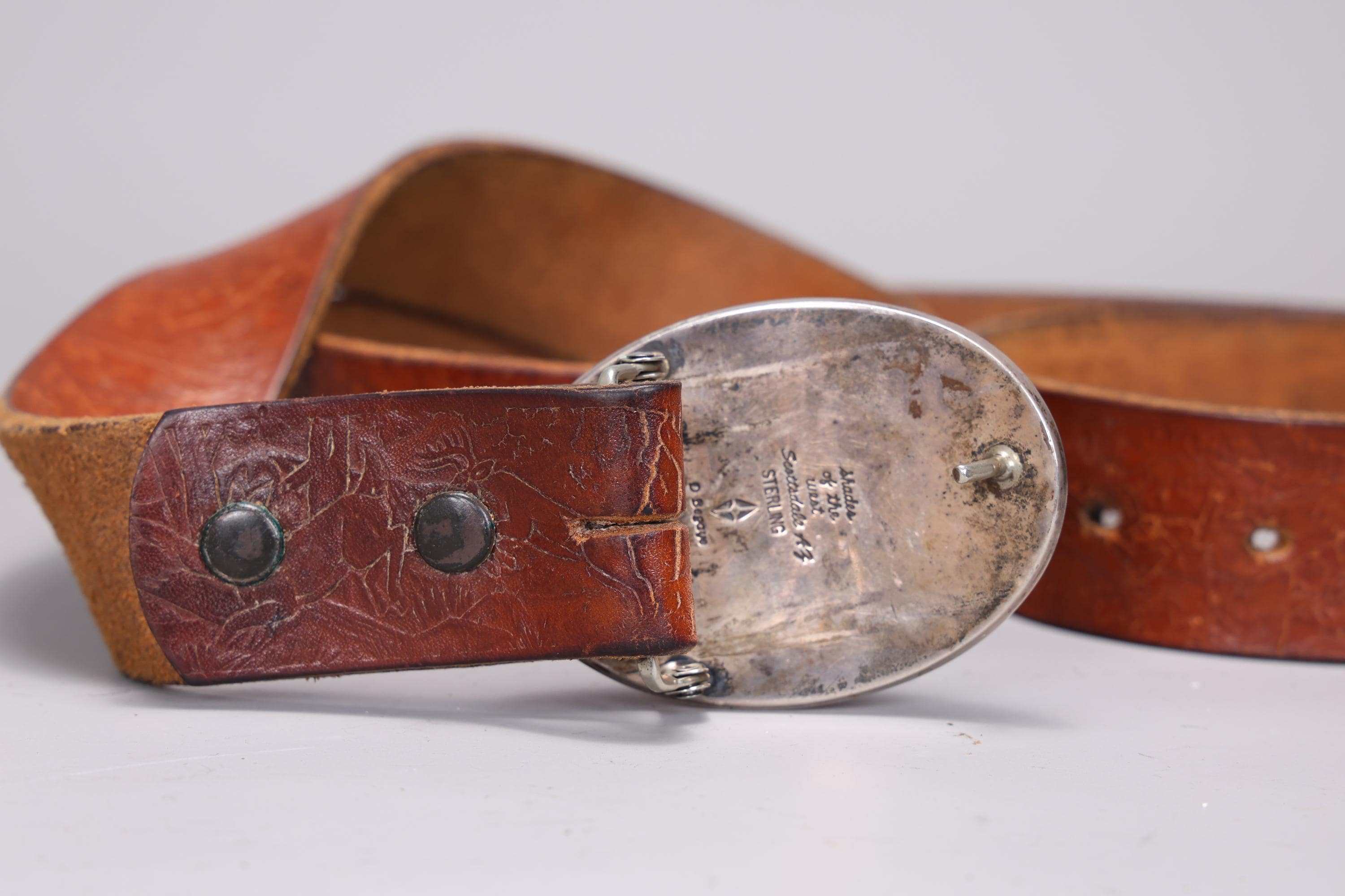 ナバホ ターコイズ コンチョ ベルト バックル スコッツデール レザー