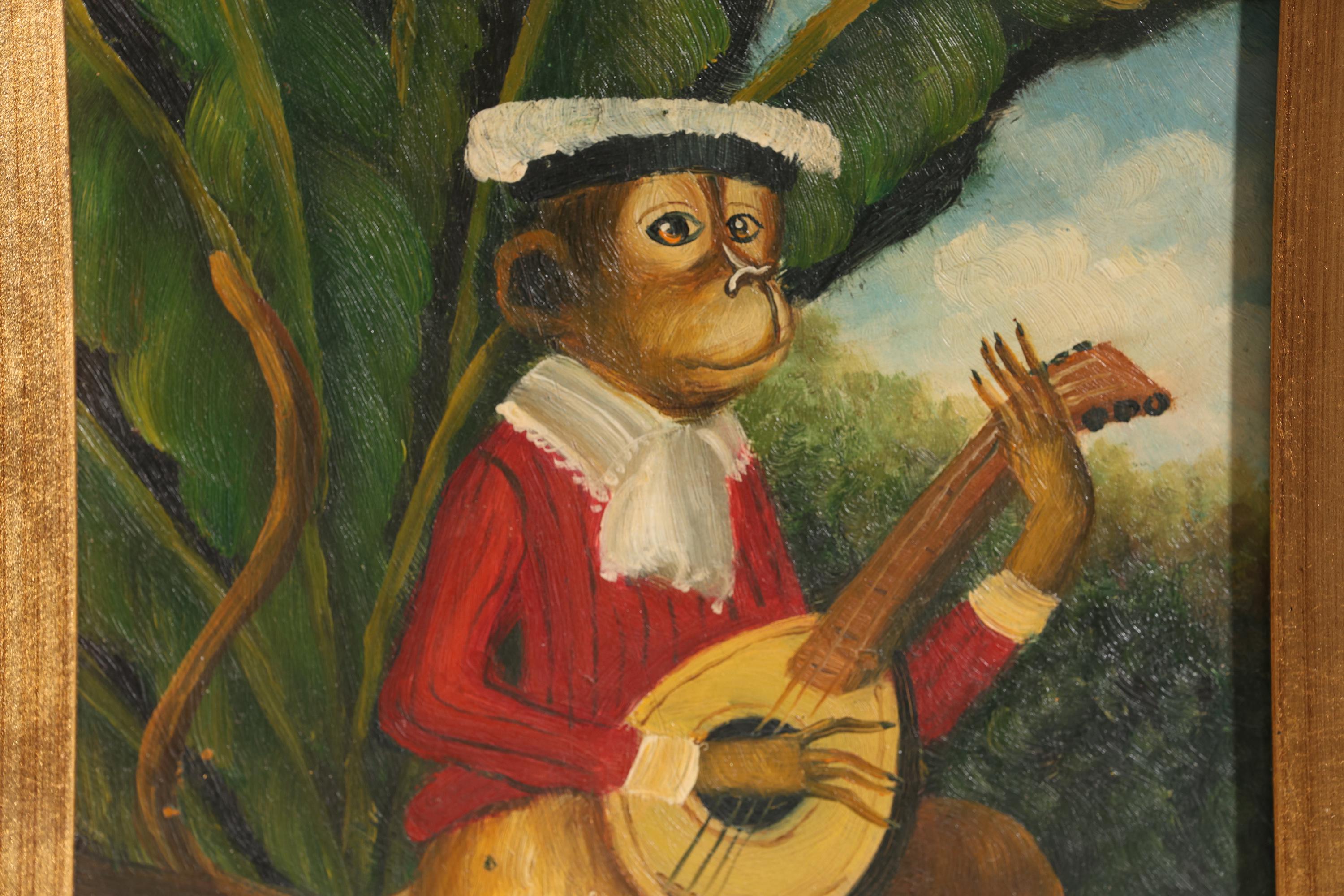 R.Todd 作 油絵「板の上にいる猿のペア」 - Etsy 日本