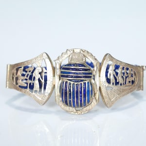 Amazing Ancient Egyptian Sterling Silver Filigree Panel Bracelet Bangle