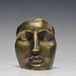 Vintage Abstract Bronze Art Face Mask Statues Sculptures
