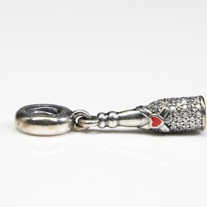 Vintage Pandora Celebration Time Dangle 925 Charm Red Enamel &Clear CZ