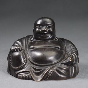 Vintage Collection Chinese Style Carved Heavy Weight Bronze Buddha Maitreya Figure Paper Weight