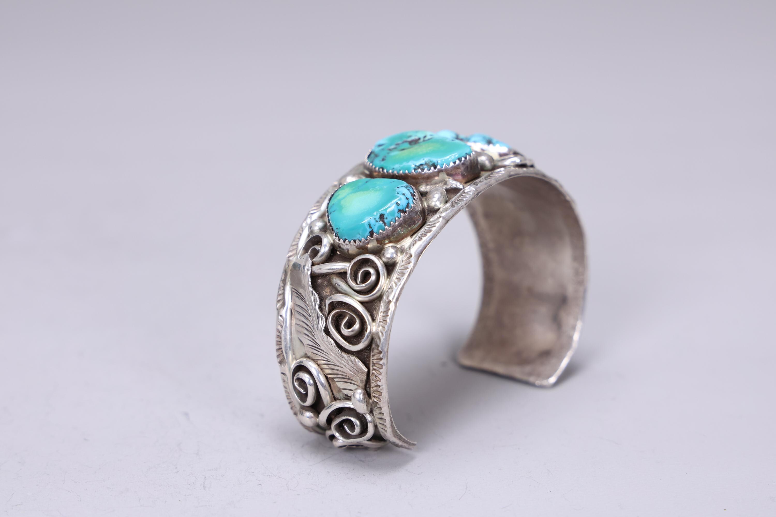 Navajo Sterling Silver 3 Turquoise Cuff Bangle Bracelet - Etsy Canada