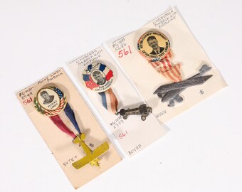 Vintage 3 Of 1927 Charles Lindbergh Badges, Two Lots Sold Out, Only One Left