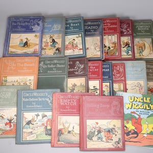 Vintage oom Wiggily&#39;s geïllustreerde boekenset 1920 met harde kaft