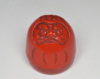 Vintage Japanese Collection Red Color Metal Daruma Ink Pad