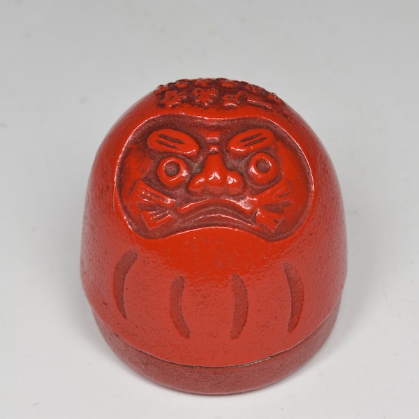 Vintage Japanese Collection Red Color Metal Daruma Ink Pad