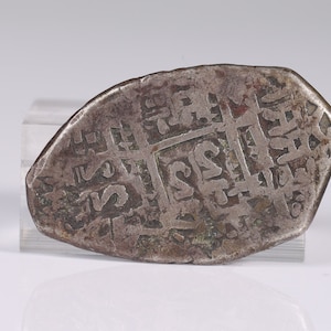 Rare Silver 2 Reales Carlos Code Plate Fleet