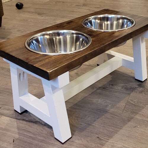 Dog Food Stand. Farmhouse Style. Bowls Included Etsy