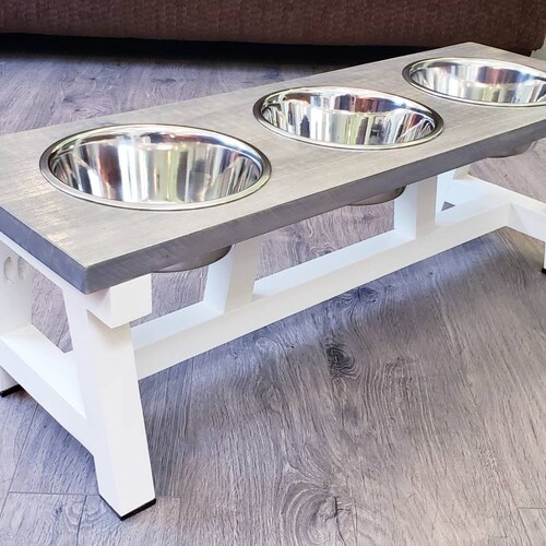 3 Bowl Dog Feeder Dog Bowls With Stand Elevated Dog Bowls Etsy