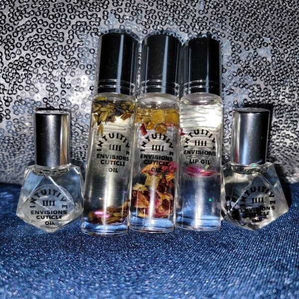 Cuticle Oil - Lip Oil- Pure Natural Organic No Added Scent Choose Your Size & Style- Infused Flowers Glitter Bling Glass Bottle