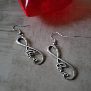 Infinity Love Earrings Sterling Silver Hooks Dangling - Valentine's Gifts - Self Love