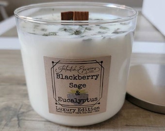 LUXURY Energy Clearing Cleansing Soy Wax Wood Wick Crackling 16oz Candles - Sage  Palo Santo -Sage & Lavender- Dragon's Blood- Woosah