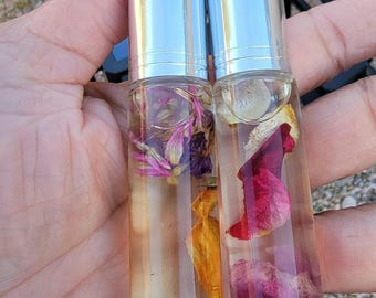 Scented Perfume Oil- Pure Natural Organic Ingredients Choose Your Scent Infused Flowers Glass Roller Bottle - Lychee Blush Sugar Plum Punch