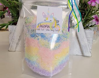 Fizzy Magical Unicorn Rainbow Dew-Doo Bath Dust Bomb Powder Cotton Candy Scent Organic Ingredients - Fizzies