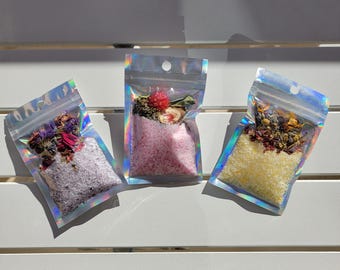 Let Me Soothe Bath Salts Collection - Choose Your Scent- Assorted Fragrances- Dried Flowers- Coconut Milk-Self Love Self Care Gift Set - Spa
