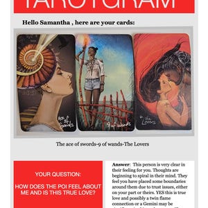 TAROTGRAM SNAPSHOT 3 Tarot Cards Within 24 hours - 1 Question Reading Love Career Future Past Relationships
