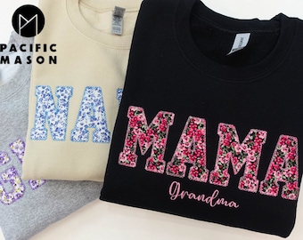 Personalized Embroidered Appliqué Sweatshirt, Varsity Diamond, Name, Monogram, Gift for mom.
