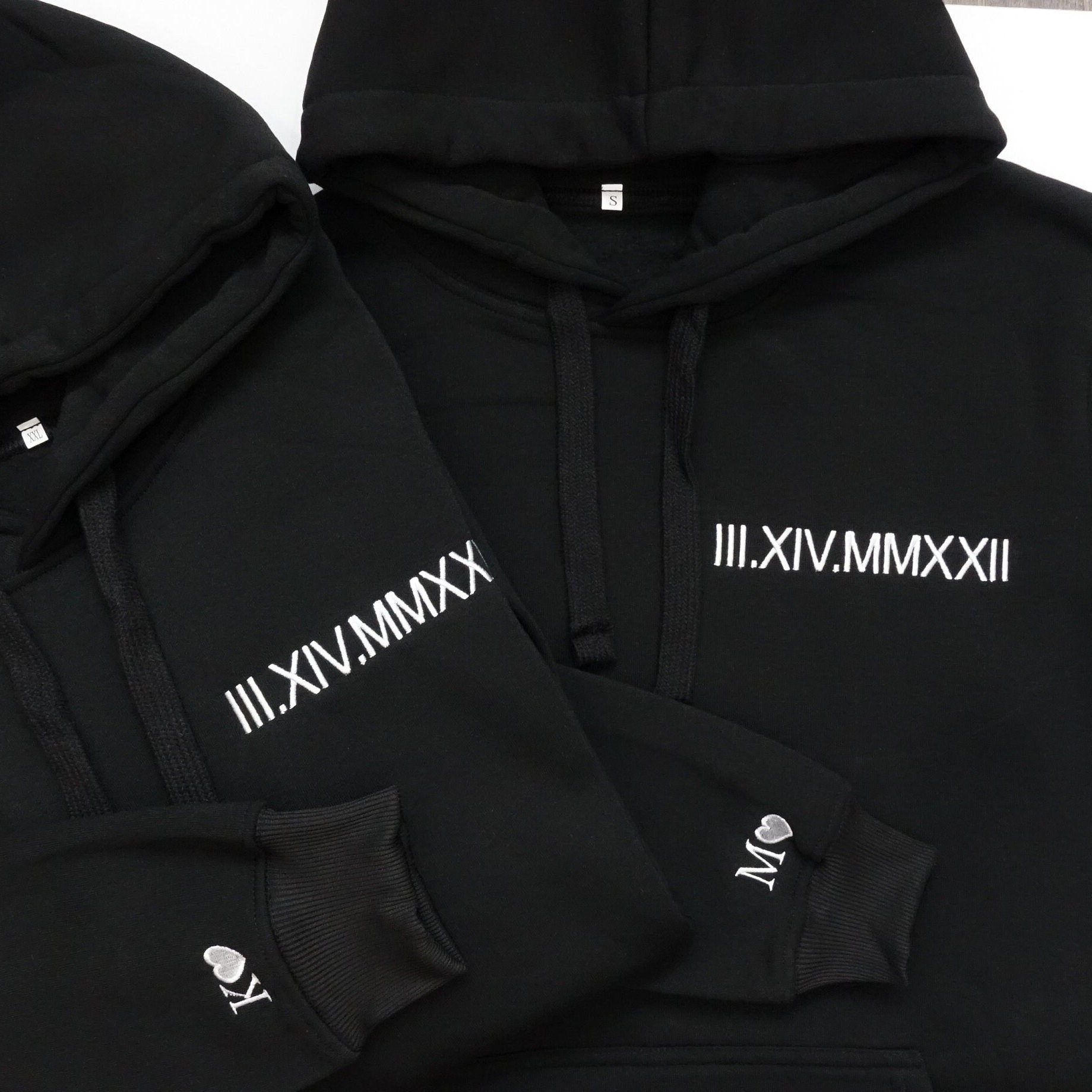 Custom Embroidered Roman Numeral Hoodies Sweatshirt Couple Etsy