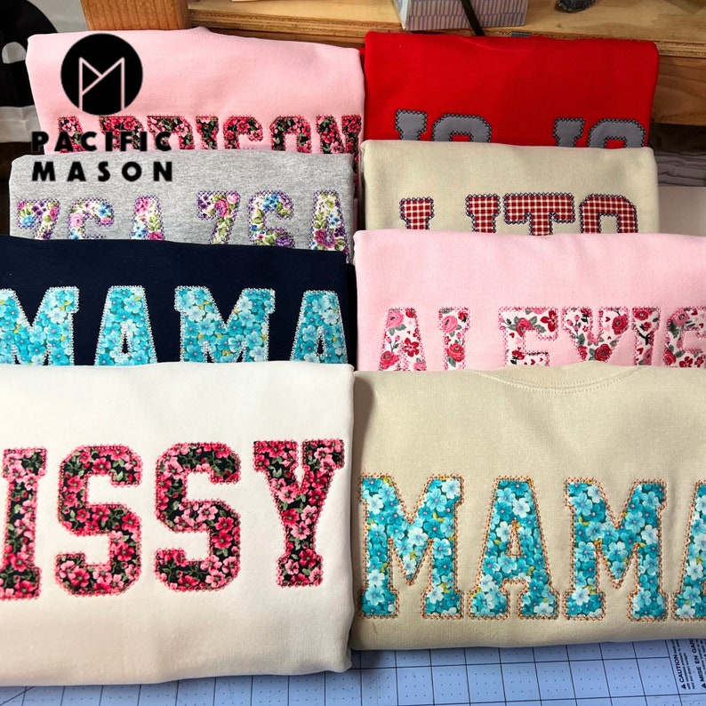 Personalized Embroidered Appliqué Sweatshirt, Varsity Diamond, Name, Monogram, Gift for mom. image 3