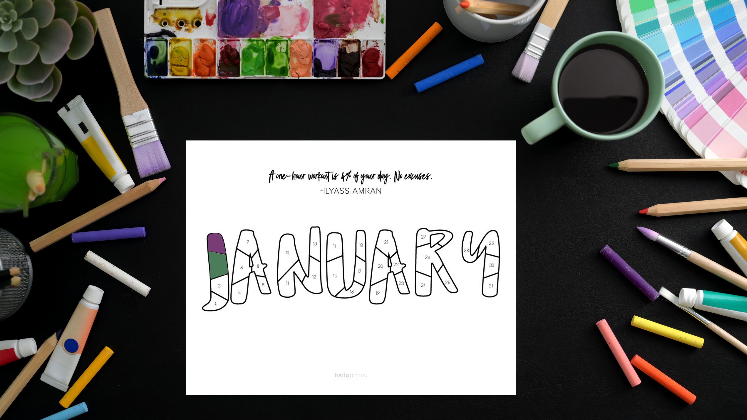 Workout Coloring Calendar, Coloring Pages, Printable Coloring Sheet ...