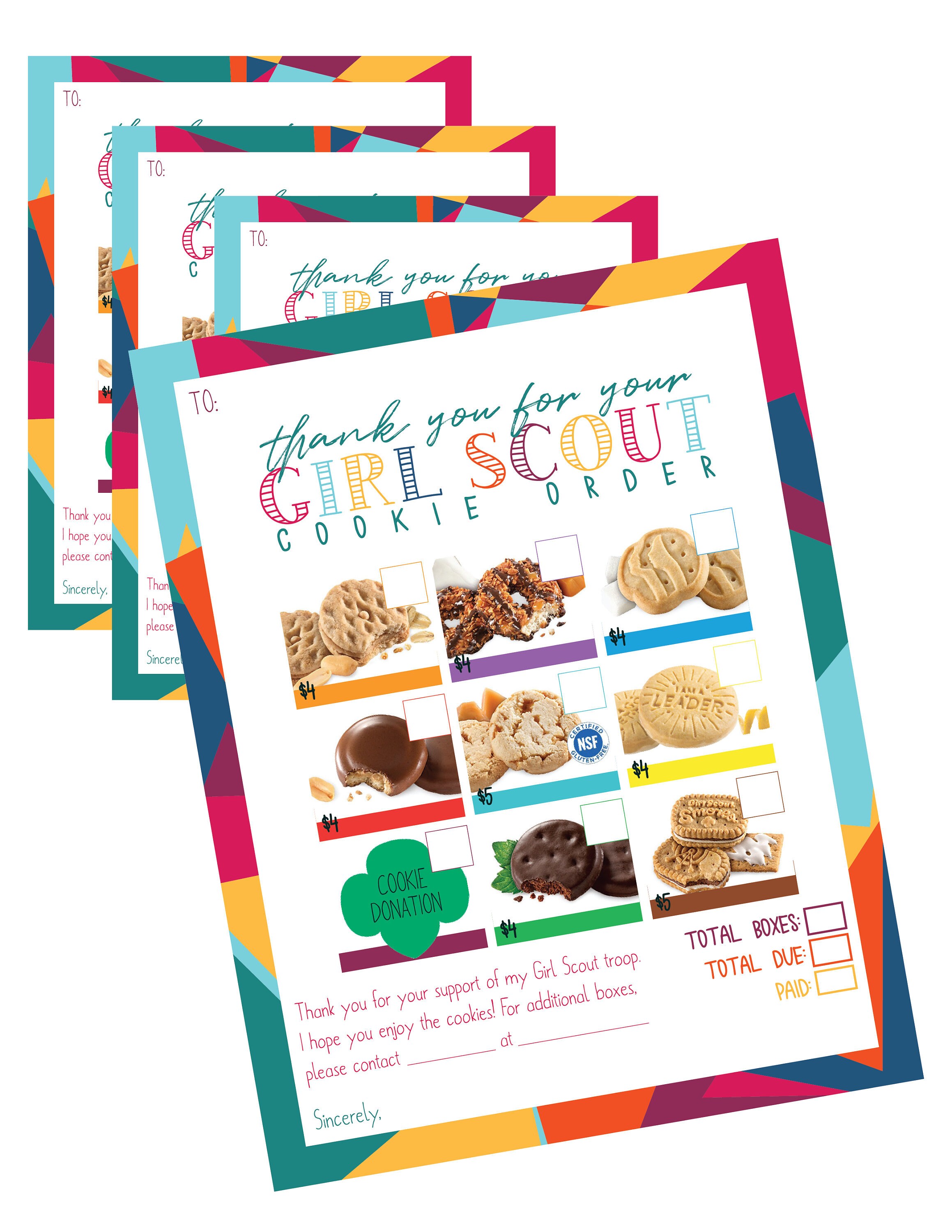 Printable Girl Scout Cookies Little Brownie Bakers Receipt Etsy