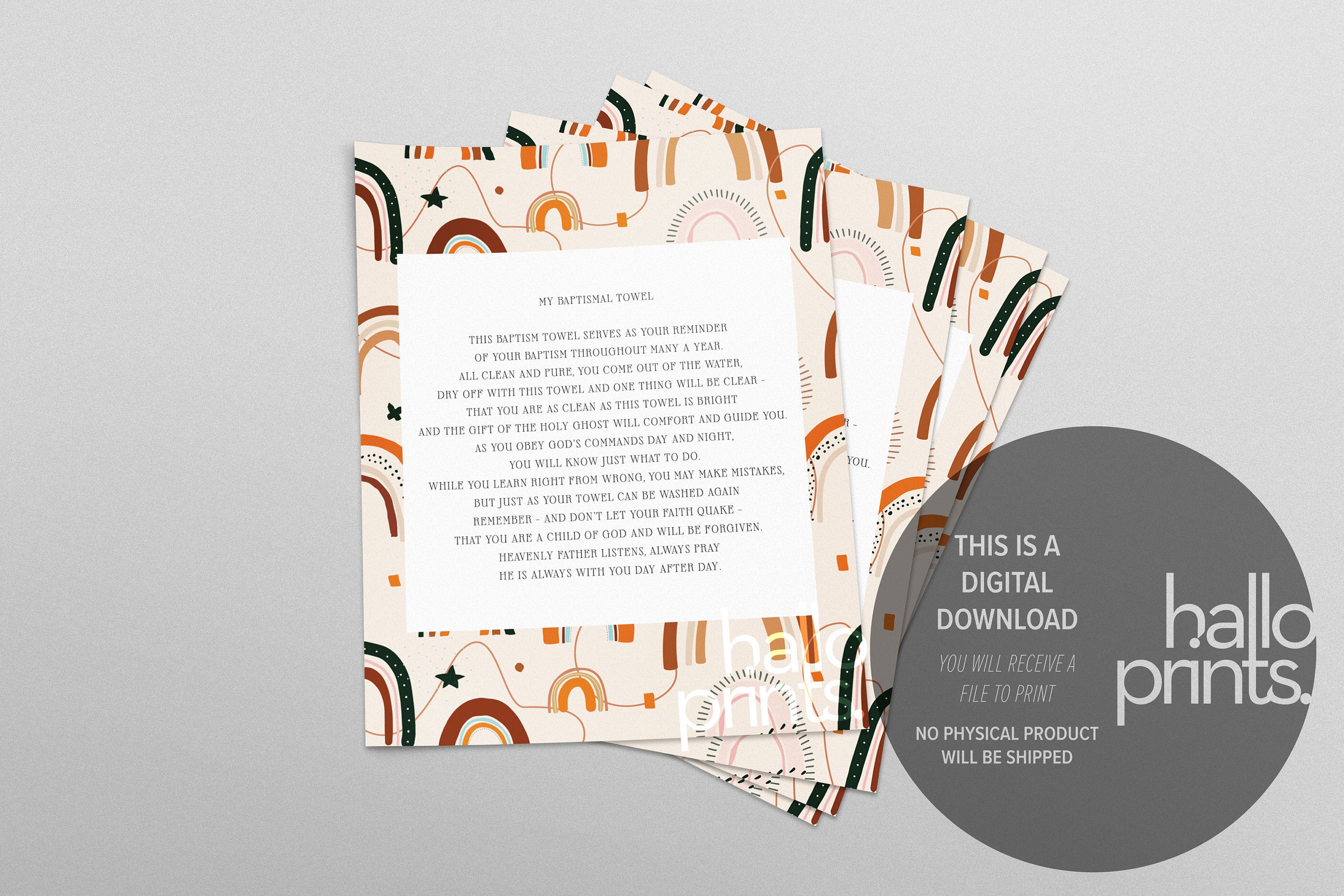 LDS Baptism Towel Poem Digital Print / Instant Download / LDS Primary ...