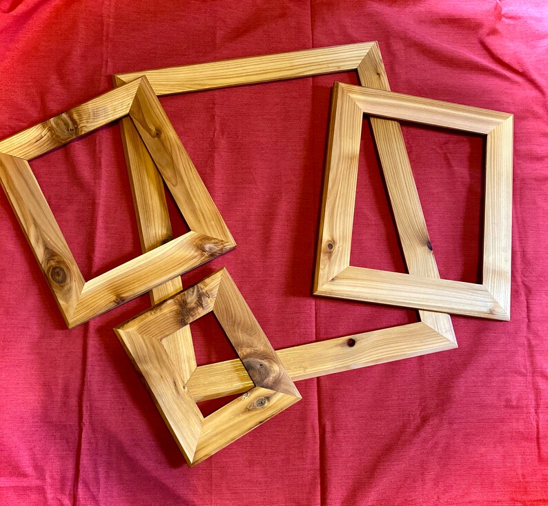 Handmade Cedar Picture Frames with Glass Backing and Hanging Etsy