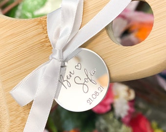Personalized tags - 15 pieces acrylic  mirror tags with engraved names - custom wedding favours