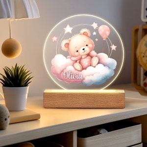 Personalised Night Light for Baby,Animal Night Lamp with Name,Woodland Night Lamp,Newborn Baby Gift,Christmas Birthday Gifts,Toddler Gift