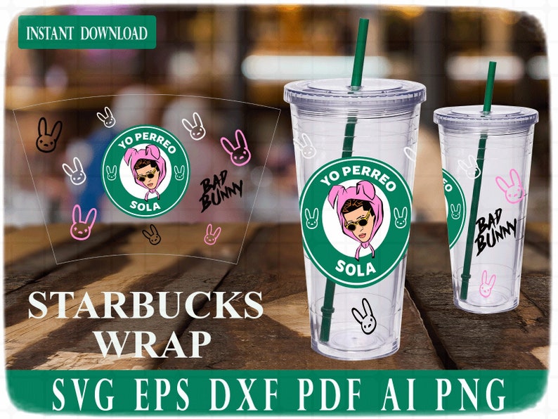 Download Bad Bunny WRAP SVG Bad Bunny Svg starbucks cup svg full | Etsy