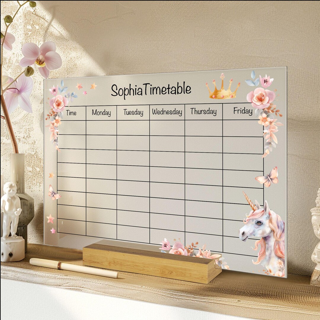 School Timetable Unicorn Back to School Watercolor Pastel - Etsy