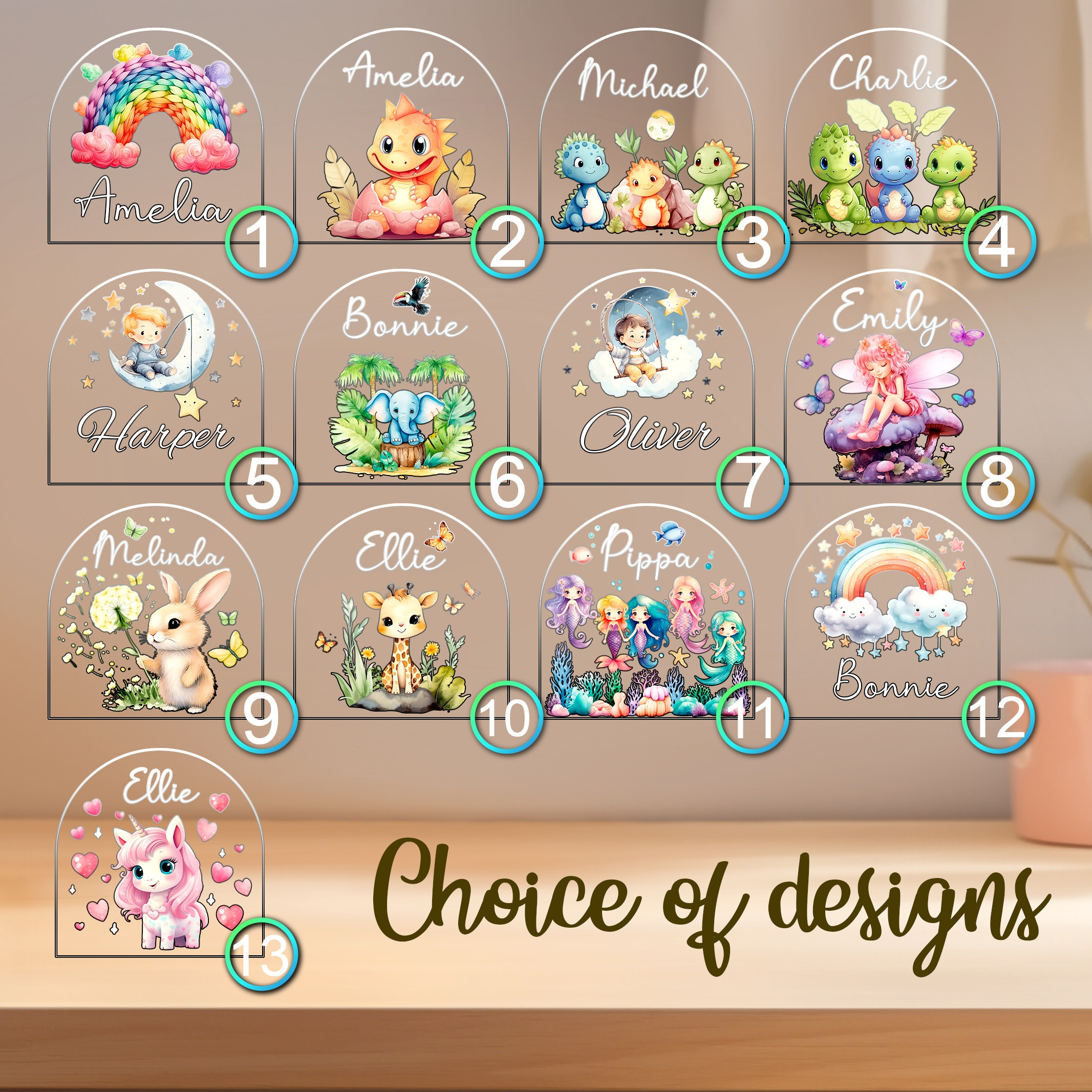 Kids Custom Colorful Acrylic Night Light Baby Mermaid for Kids | Birthday Gift for Girls Custom Handmade Led Kids Unique Bedroom Decor