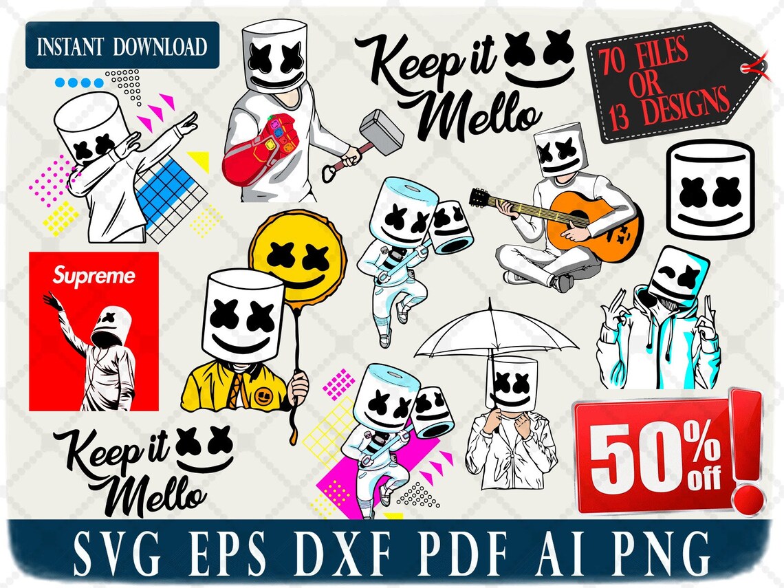 Dj Marshmello logo svg pack Marshmello Printable | Etsy