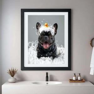 Custom Pet Portraits, Funny Dog or Cat Portrait, Pet in Bathtub, Dog in Toilet, Personalized pet gift, Kids Bathroom Art, Dog Mom
