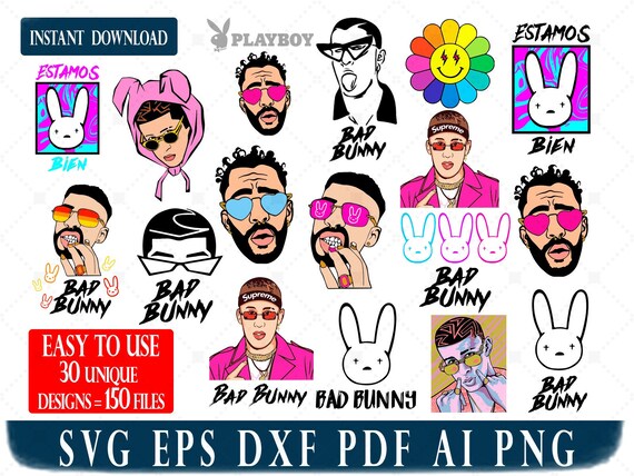 Download Bad Bunny Bundle 30 Bad Bunny Yo Perreo Sola Svg Bad Bunny ...