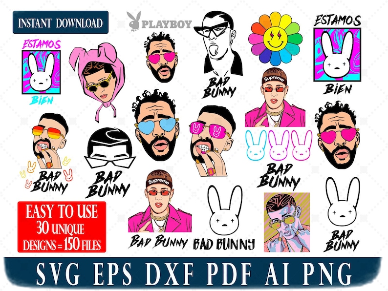 Bad Bunny Bundle 30 Bad Bunny Yo Perreo Sola Svg Bad Bunny ...